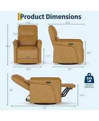gaomon Leather Recliner Chair, 360degree(s) Swivel Power Rocker, Lumbar Support, Usb, Footrest, Accent Chair