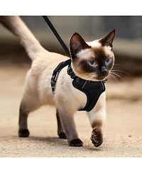 Aronkl Escape Proof Cat Harness Leash Adjustable Breathable Comfortable Vest Easy Wear Outdoor Travel Car Seat Belt Safe