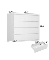 Streamdale Furniture 8-Drawer Wood Dresser/Chest for Bedroom and Living Room