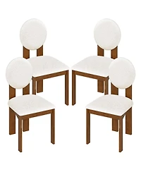 Gymax 4PCS Dining Chairs Upholstered Sherpa Fabric Kitchen Chairs w/ Rubber Wood Legs