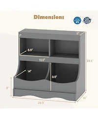Sugift Toy Storage Organizer 4-Cubby Kids Bookcase for Toys and Books