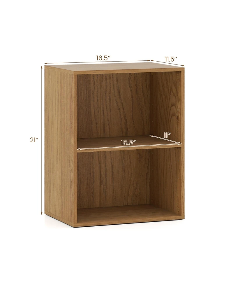 Sugift 2-Cube Bookcase Floor Standing Open Bookshelf with 5-Position Adjustable Shelf