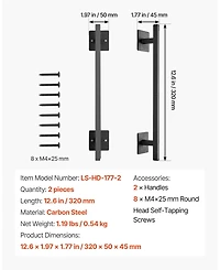 Sugift Barn Door Handle, 2Pcs 12.6" Rustic Steel Gate Handles for Outdoor Use