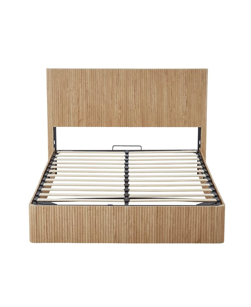 Streamdale Furniture Queen Oak Hydraulic Lift Storage Bed Frame