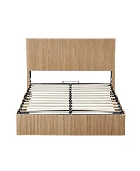 Streamdale Furniture Queen Oak Hydraulic Lift Storage Bed Frame