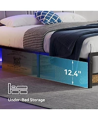 Sailvan Bed Frame, Metal Platform Bed with Headboard, Underbed Storage and Ergonomic Headboard for Support, No Box Spring Needed