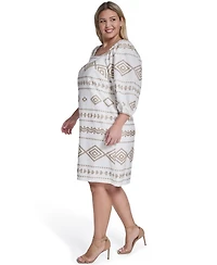 Jessica Howard Plus Balloon Sleeve Square Neck Shift Dress