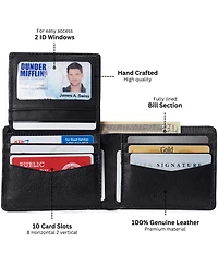 Alpine Swiss Mens Genuine Leather Passcase Bifold Wallet Rfid Safe 2 Id Windows