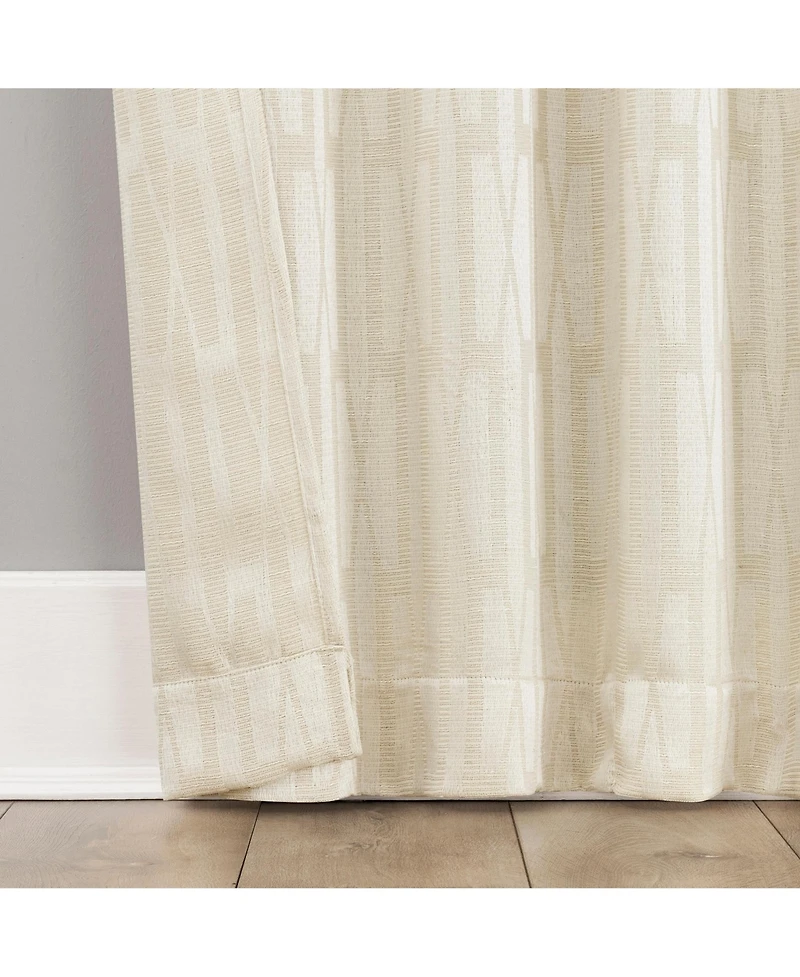No. 918 Dover Tonal Geometric Semi-Sheer Back Tab Curtain Panel