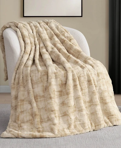 Nine West Embossed Faux Fur Throw, 50"x70"