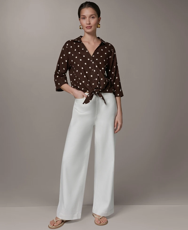 Donna Karan Weekend Women's Printed Collared Neck Blouse