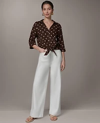 Donna Karan Weekend Women's Printed Collared Neck Blouse