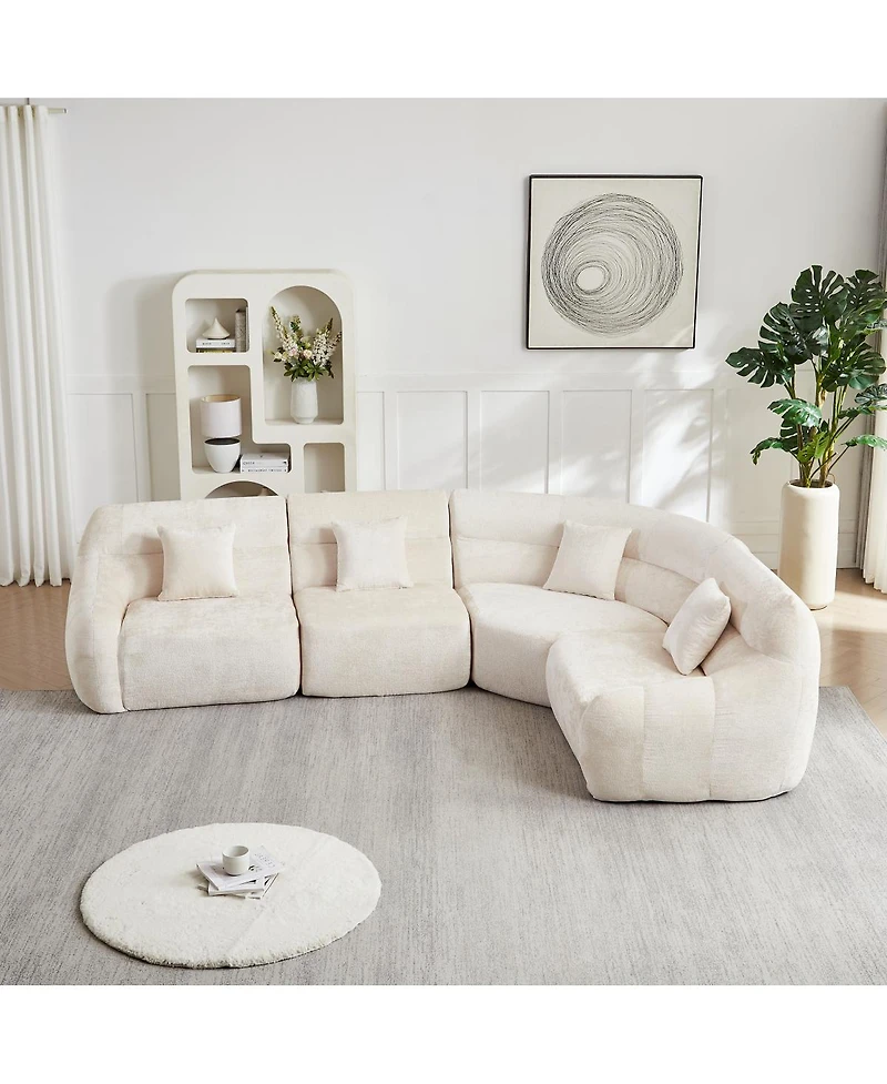 Streamdale Furniture Modern Luxury Curved Corner Sectional Sofa, Chenille Modular Cloud Sofa.