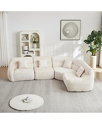 Streamdale Furniture Modern Luxury Curved Corner Sectional Sofa, Chenille Modular Cloud Sofa.