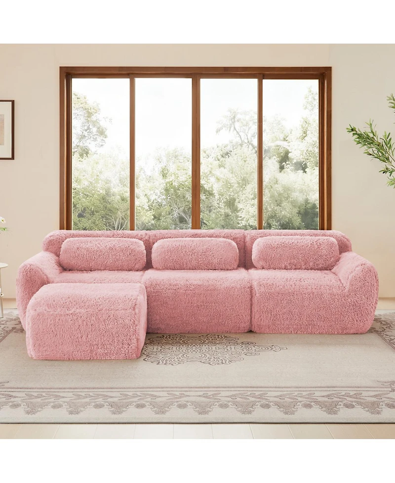 Streamdale Furniture L-shaped Plush Sofa with Throw Pillows