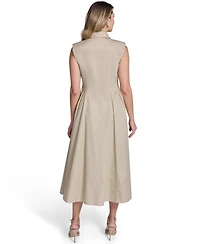 Jessica Howard Women's Extended Cap Fit and Flare Seamed Shirt Dress