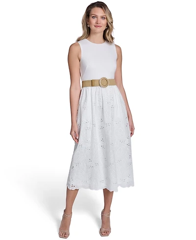 Jessica Howard Women's Crewneck Sleeveless Midi Dress