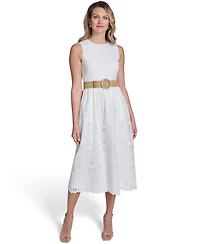Jessica Howard Women's Crewneck Sleeveless Midi Dress