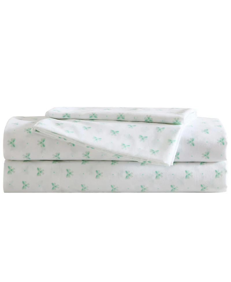 Laura Ashley Lovely Bows Microfiber -Pc. Sheet Set
