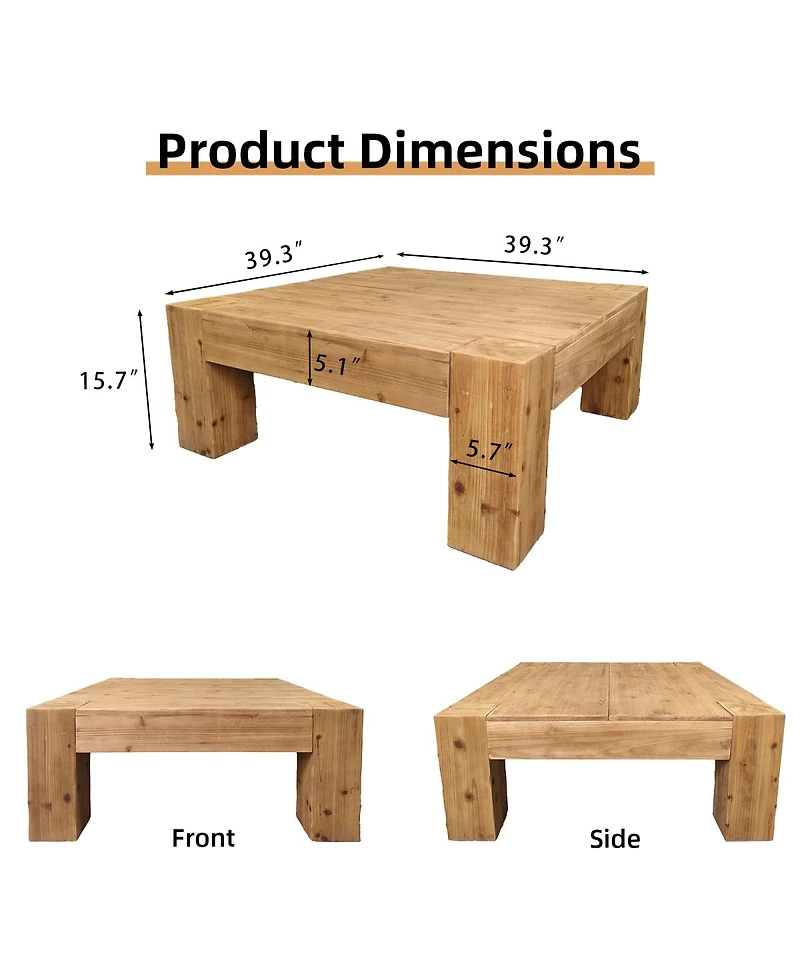 Streamdale Furniture Solid Wood Coffee Table - Nordic/Japanese Wabi-Sabi Style