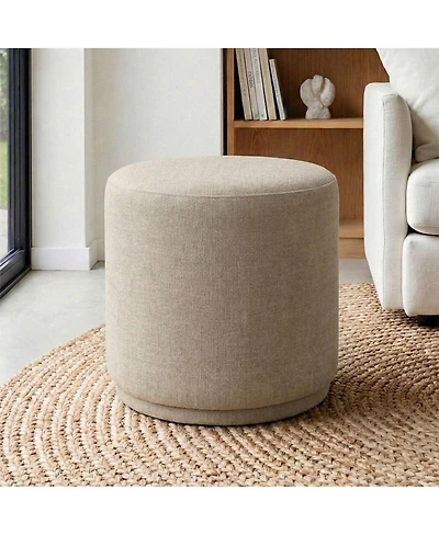 Maison Boucle 360 Swivel Upholstered Ottoman Footstool, Round Accent Stool