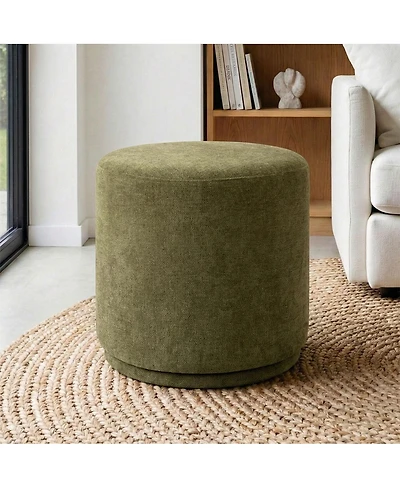Maison Boucle 360 Swivel Upholstered Ottoman Footstool, Round Accent Stool