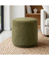 Maison Boucle 360 Swivel Upholstered Ottoman Footstool, Round Accent Stool