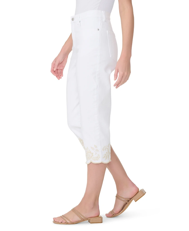 Gloria Vanderbilt Women's High-Rise Embroidered Capri Jeans