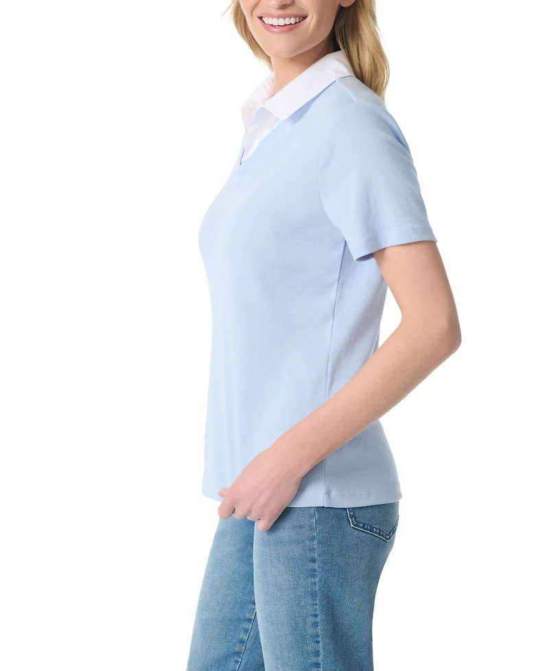 Gloria Vanderbilt Women's Point-Collar Short-Sleeve Polo Top