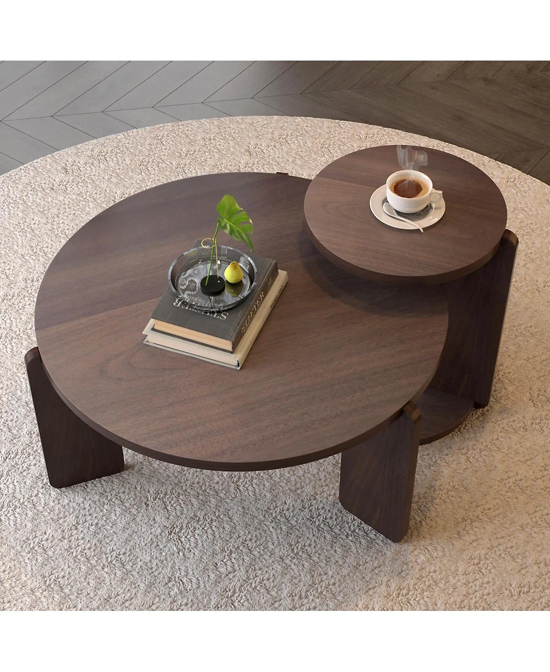 Streamdale Furniture Nesting Round Wood Coffee Table Set (2-Piece)