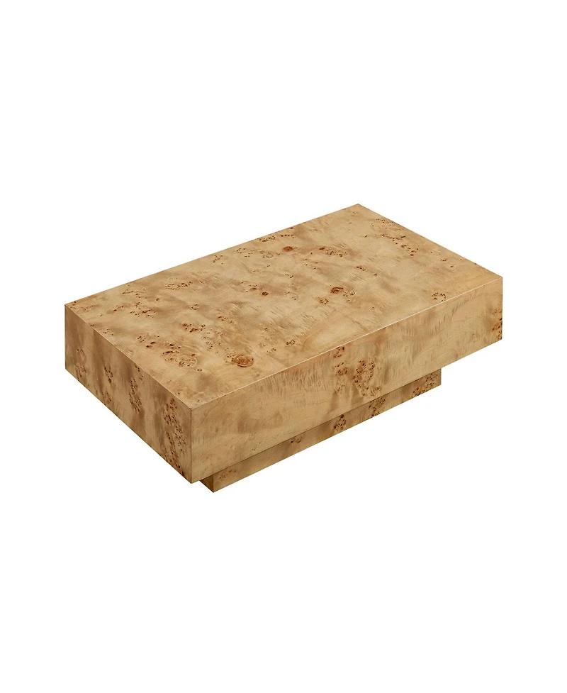 Streamdale Furniture Burl Wood Veneer Rectangle Coffee Table - Mid-Century Modern