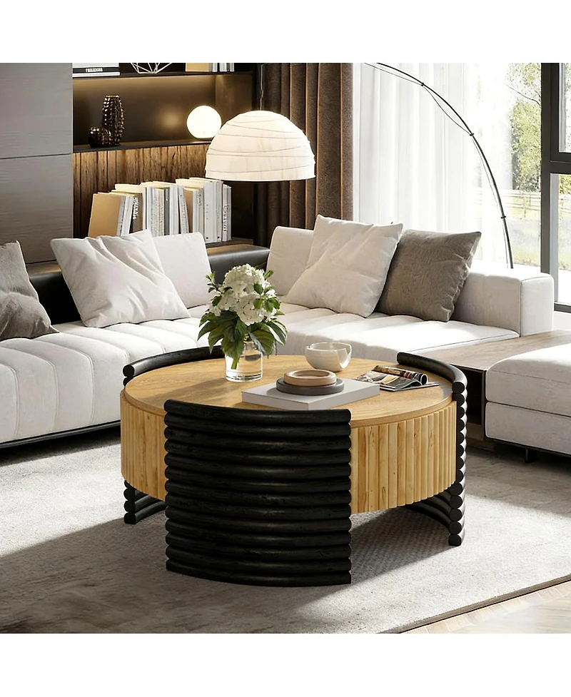 Streamdale Furniture Modern Striped Coffee Table with Flip Top Storage