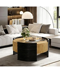 Streamdale Furniture Modern Striped Coffee Table with Flip Top Storage