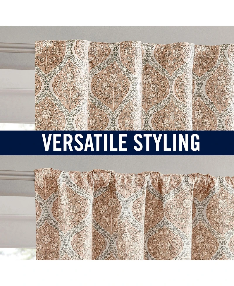 Sun Zero Lanet Vintage Ogee Magnetic Closure Blackout Back Tab Curtain Panel Pair