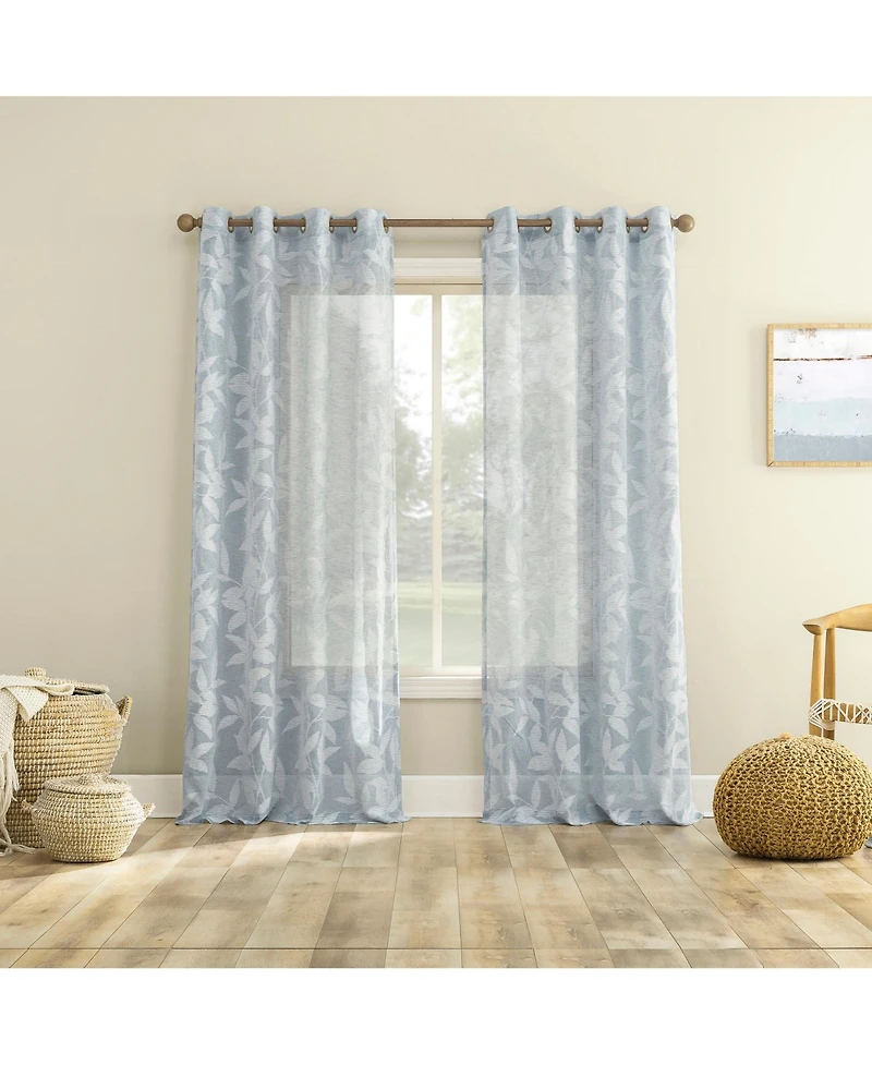 No. 918 Nadia Textured Botanical Semi-Sheer Grommet Curtain Panel