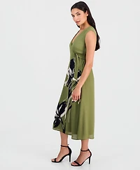 Anne Klein Women's Faux-Wrap A-Line Midi Dress