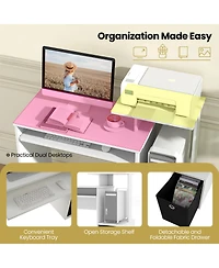 Sugift Space-saving Computer Desk with Pull-out Keyboard Tray