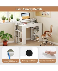 Sugift Computer Desk with Power Outlets and 2 Bookcases