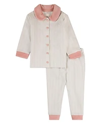 MeMoi Baby Boys Chevron-Printed Cotton-Rich Velour-Trim Pajama Set