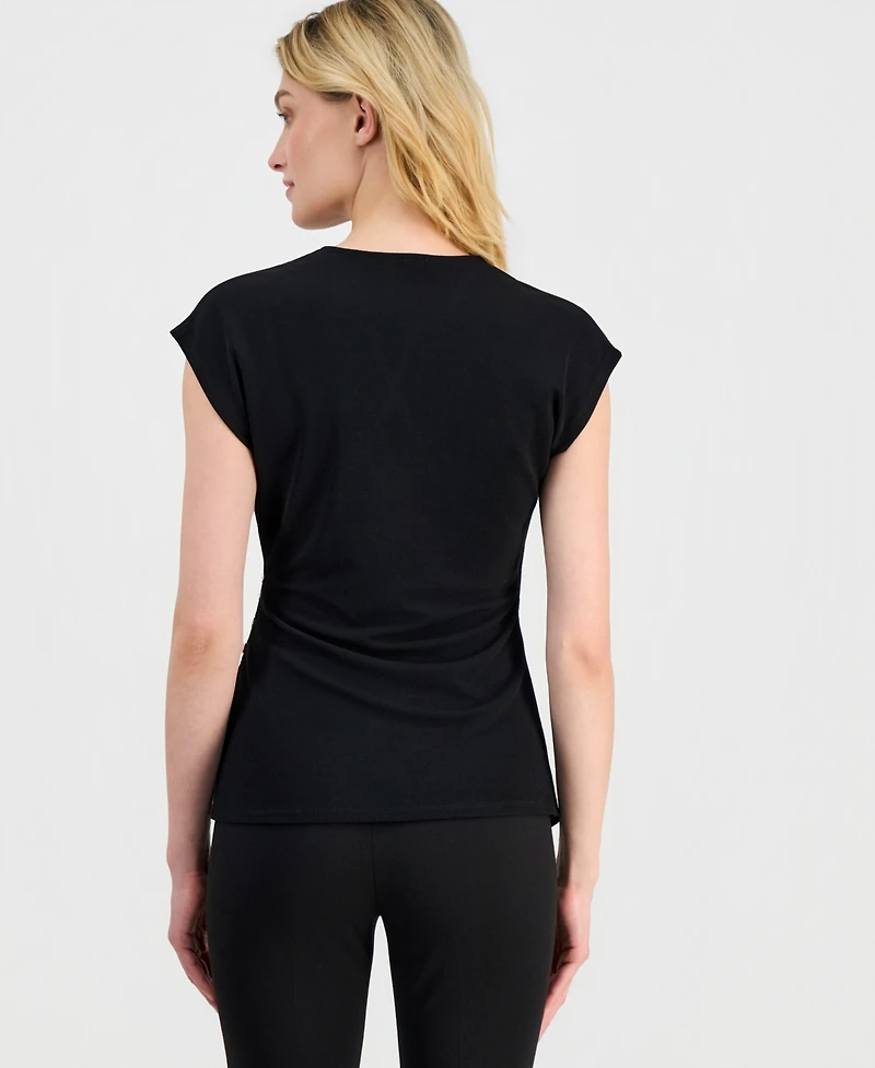 Anne Klein Women's Cap-Sleeve Faux-Wrap Top