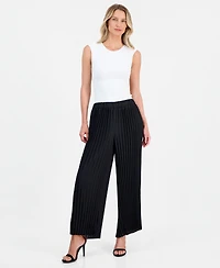 Anne Klein Petite Wide Leg Pull-On Ankle Pants