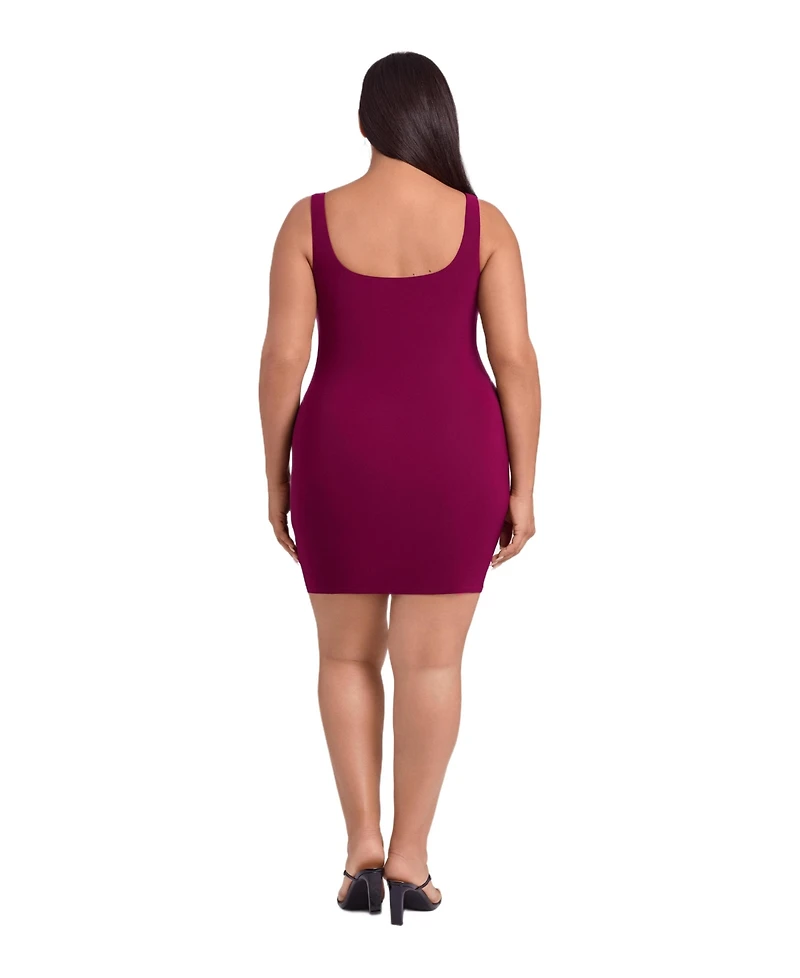 S3 Apparel Women's Shirred Waist Square Neck Sculpting Tank Mini Dress
