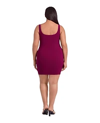 S3 Apparel Women's Shirred Waist Square Neck Sculpting Tank Mini Dress