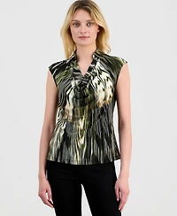 Anne Klein Women's Printed Cowlneck Sleeveless Top