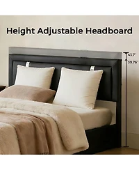 Streamdale Furniture Lift Storage Bed With Led Headboard, Usb-c, Hydraulic