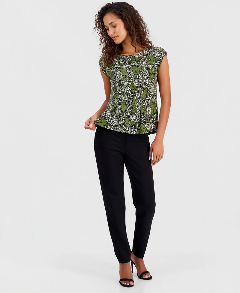 Anne Klein Women's Printed Sleeveless Boat-Neck Top