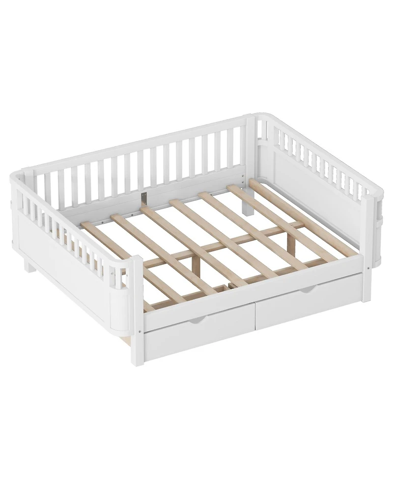 Streamdale Furniture Wood Platform Bed with Rails