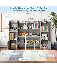 Sugift Kids Toy Storage and Bookshelf with Boxes and Open Shelves