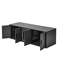 Inolait Wooden Cat Litter Box Enclosure Cabinet with Double Rooms for 2 Cats