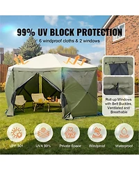 Gouun 12 x 12 ft Pop-Up Gazebo Screen Tent with 6 Wind Cloths